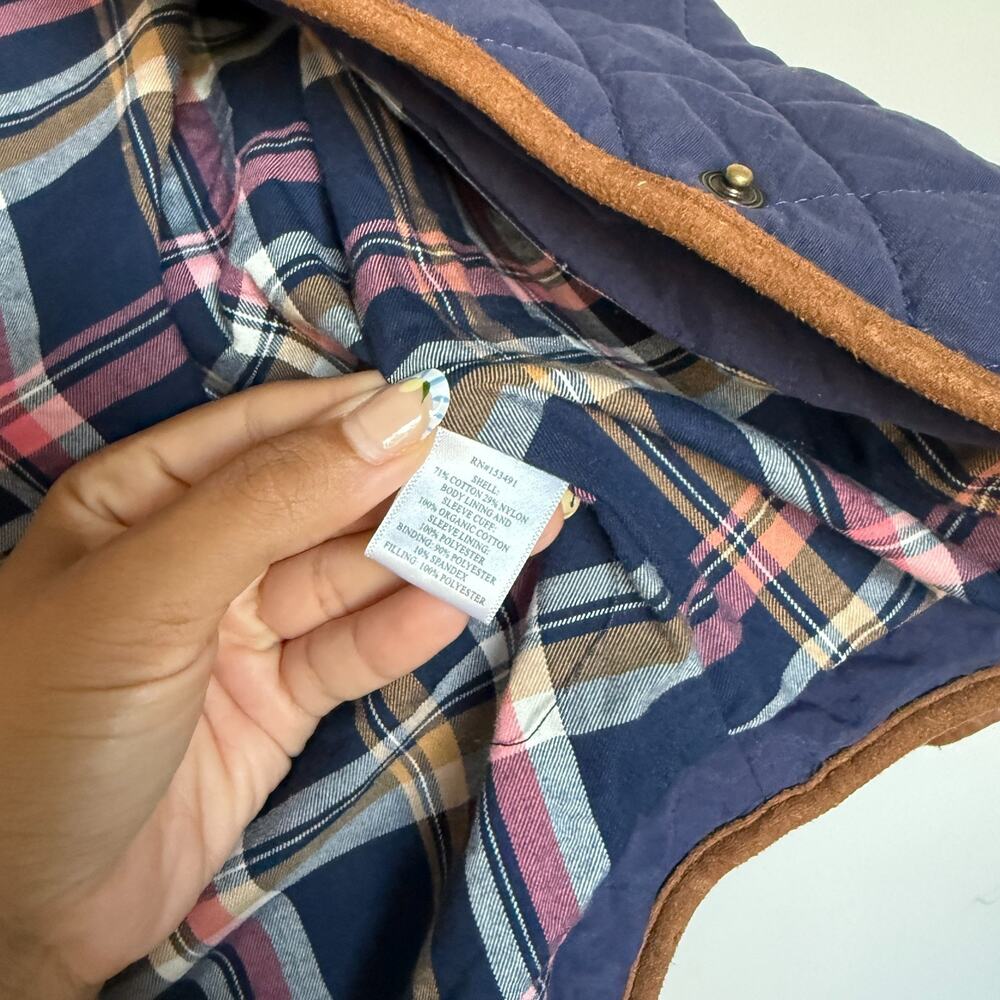 Hope & Henry Girls Organic Cotton Lined Coat 8 Blue Quilted Riding Chore Barn - Picture 4 of 5